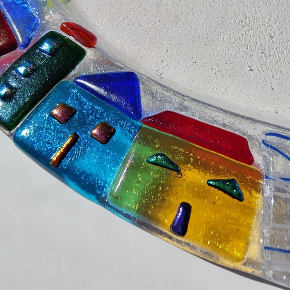 Fused Glass | oval Challah platter 15 inches long - Picture 3 of 16